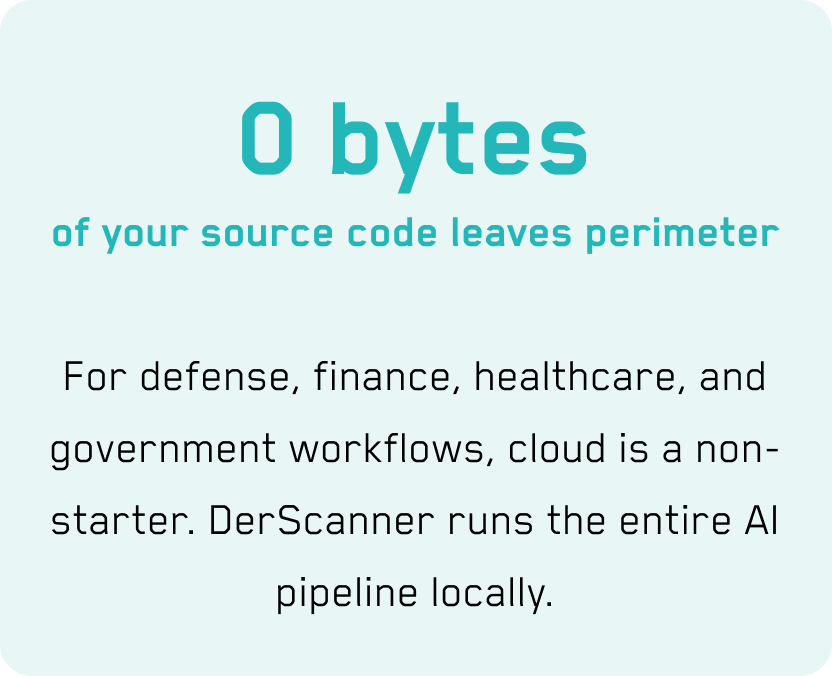 0 bytes of your source code leaves perimeter