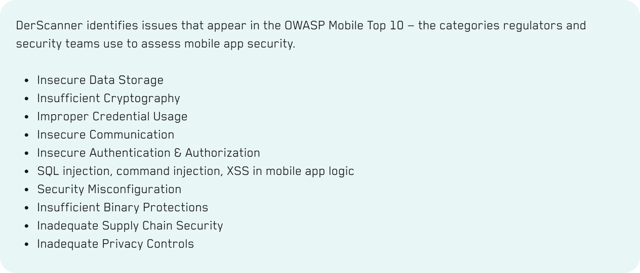 OWASP Mobile Top 10 iOS categories