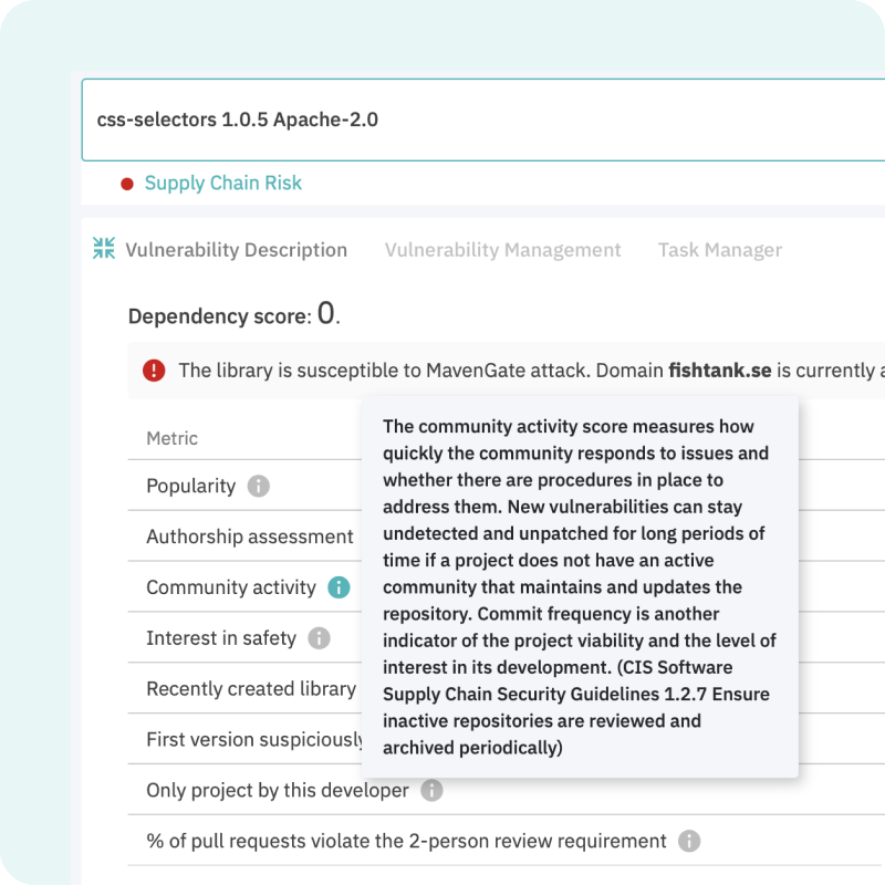 Vulnerability and license overlay