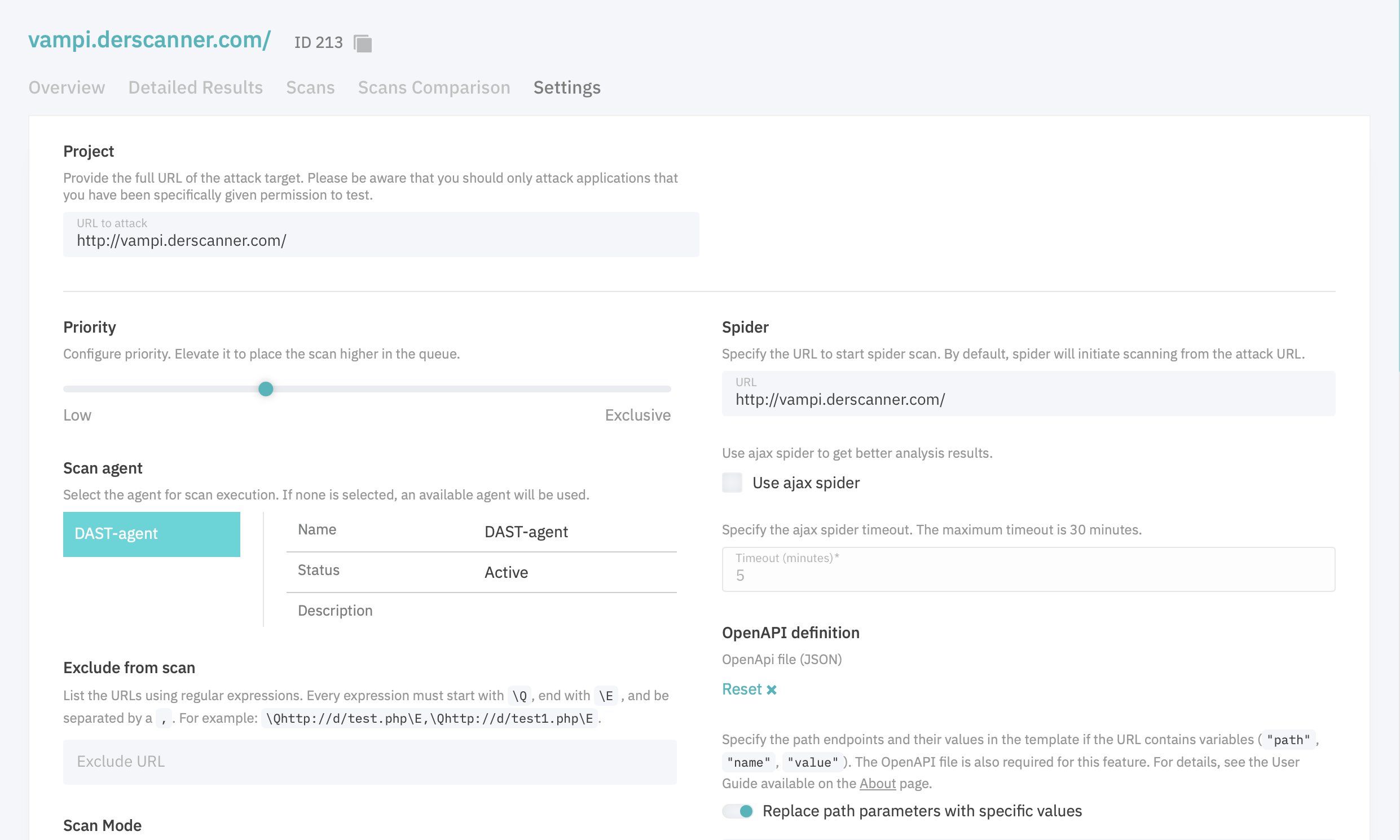 Scan Settings, General tab with the scan agent selector, plus chips On-premise · Air-gapped